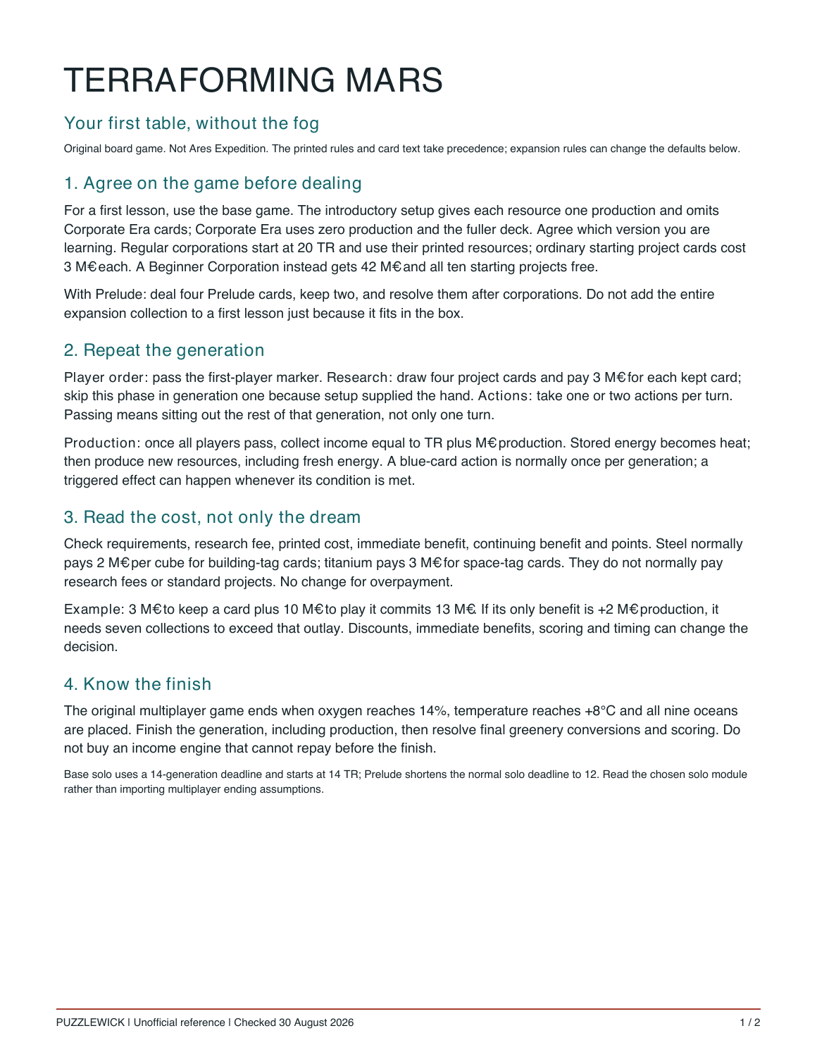 Preview of Your first Mars table: rules, strategy and expansion companion