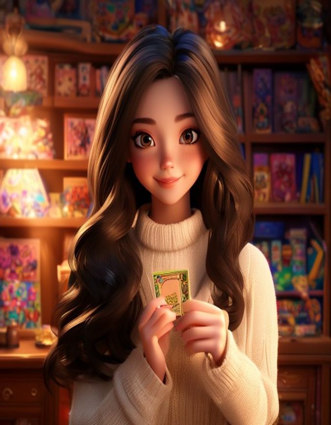 Yumi, The Hostess, reading the crystal ball at the fortune-teller's table