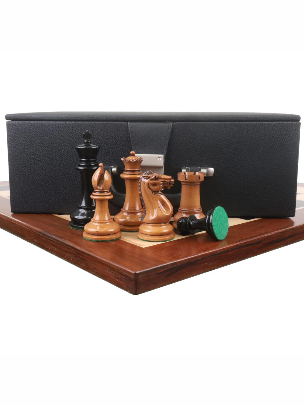 1849 Heirloom Staunton Chess Set — Genuine Ebony & Antiqued Boxwood (3.5" King)