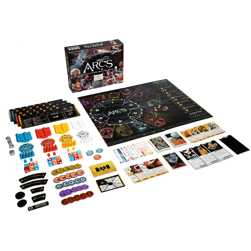 The six-panel galaxy board set up for play.