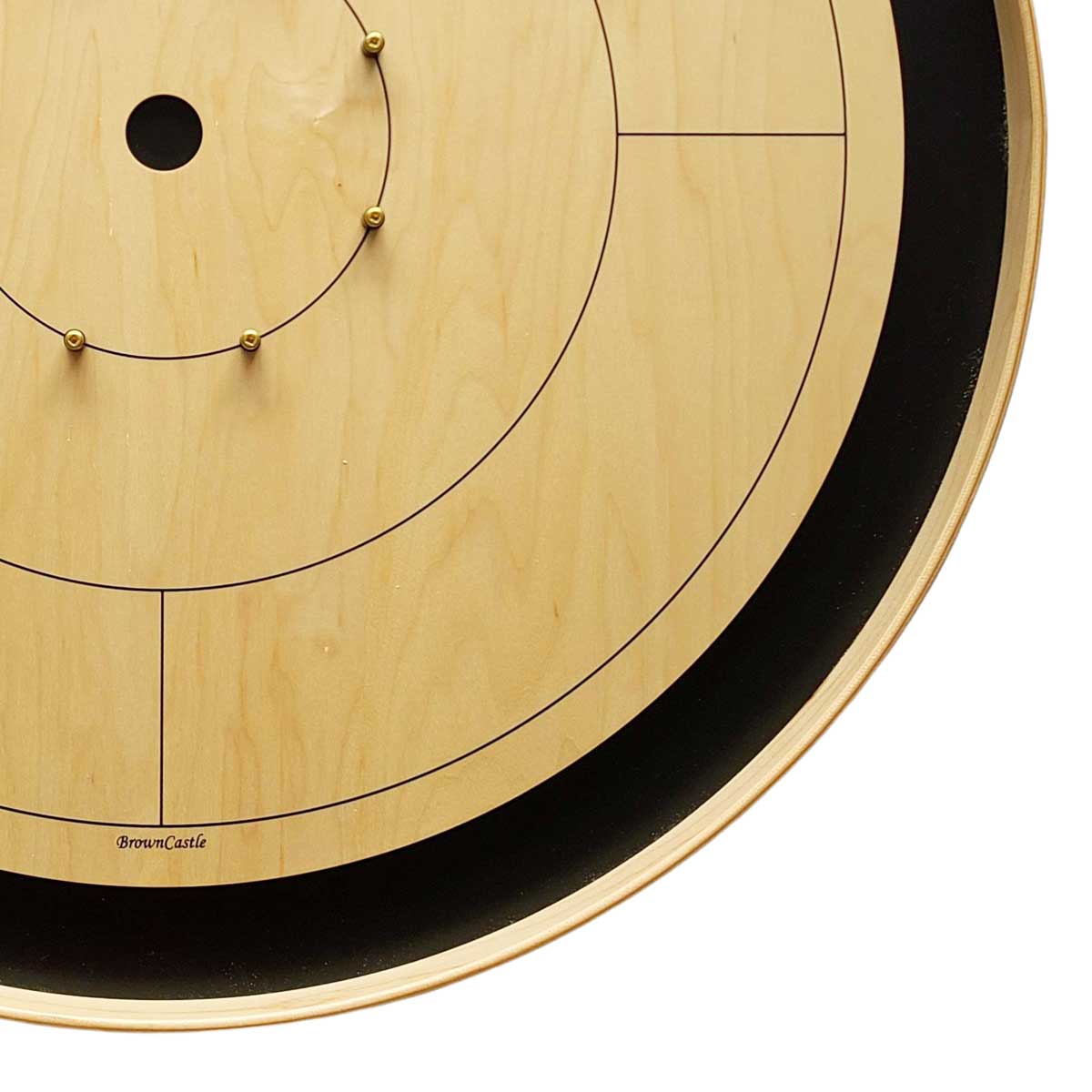 Black-stained Tracey tournament crokinole board, full top view