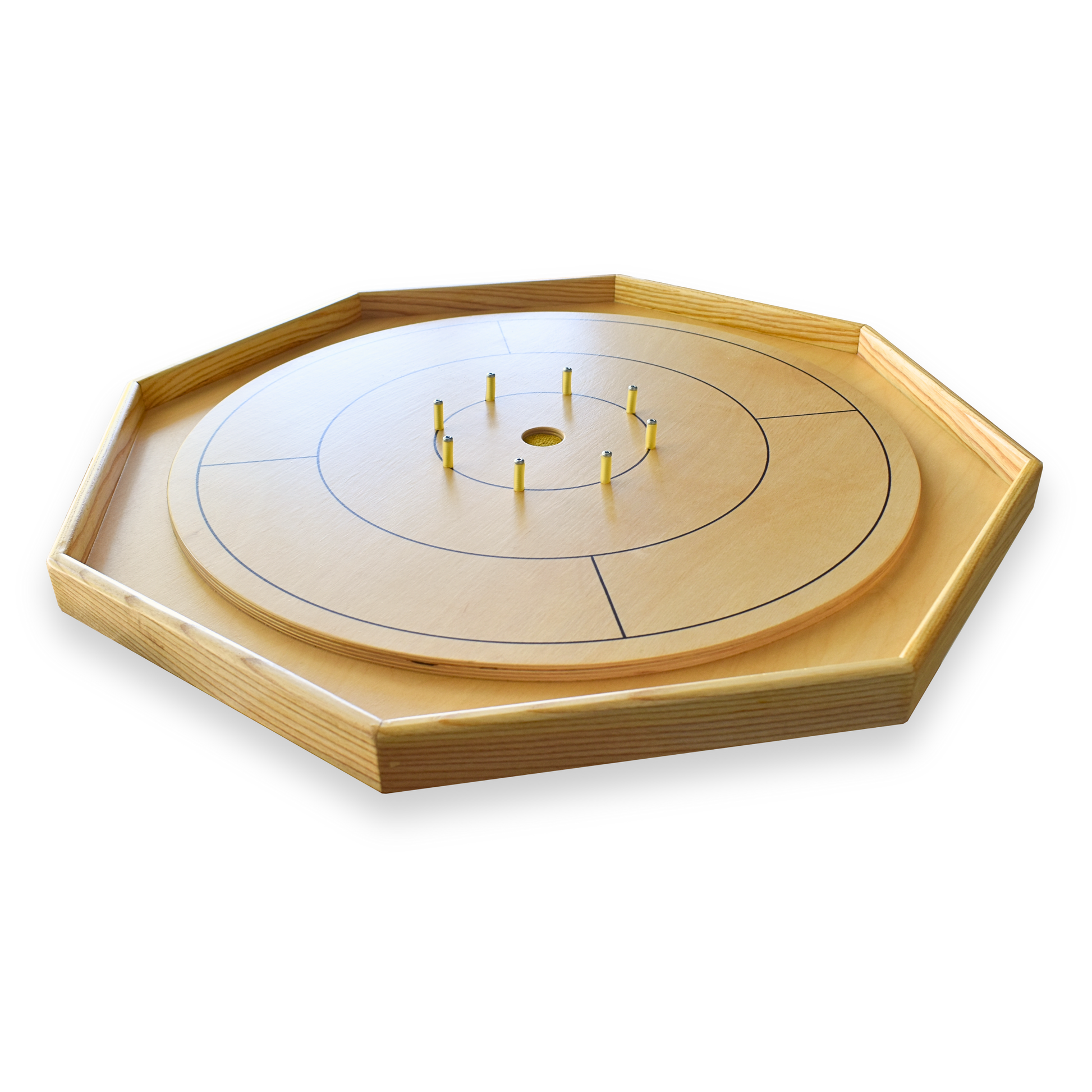 Crokinole Canada Family Board with center bumper pegs and scoring rings
