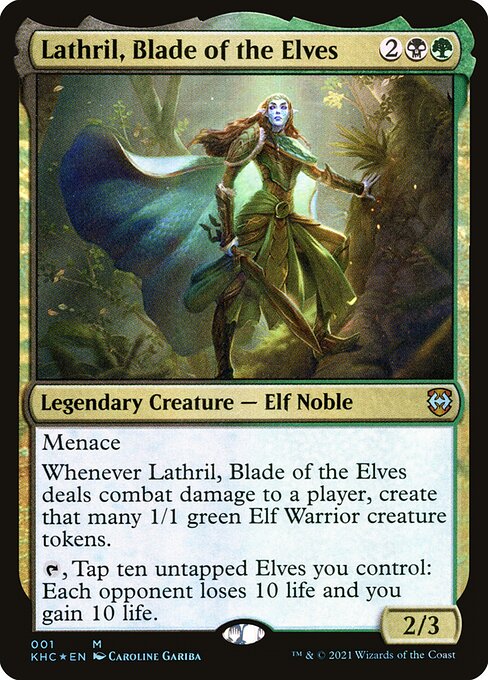 Lathril, Blade of the Elves — face commander of Elven Empire (Kaldheim Commander)