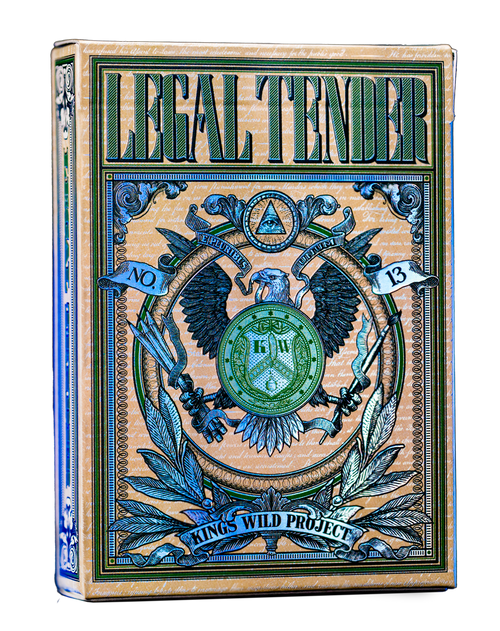 Kings Wild Legal Tender holographic tuck case, banknote-engraving art by Jackson Robinson.