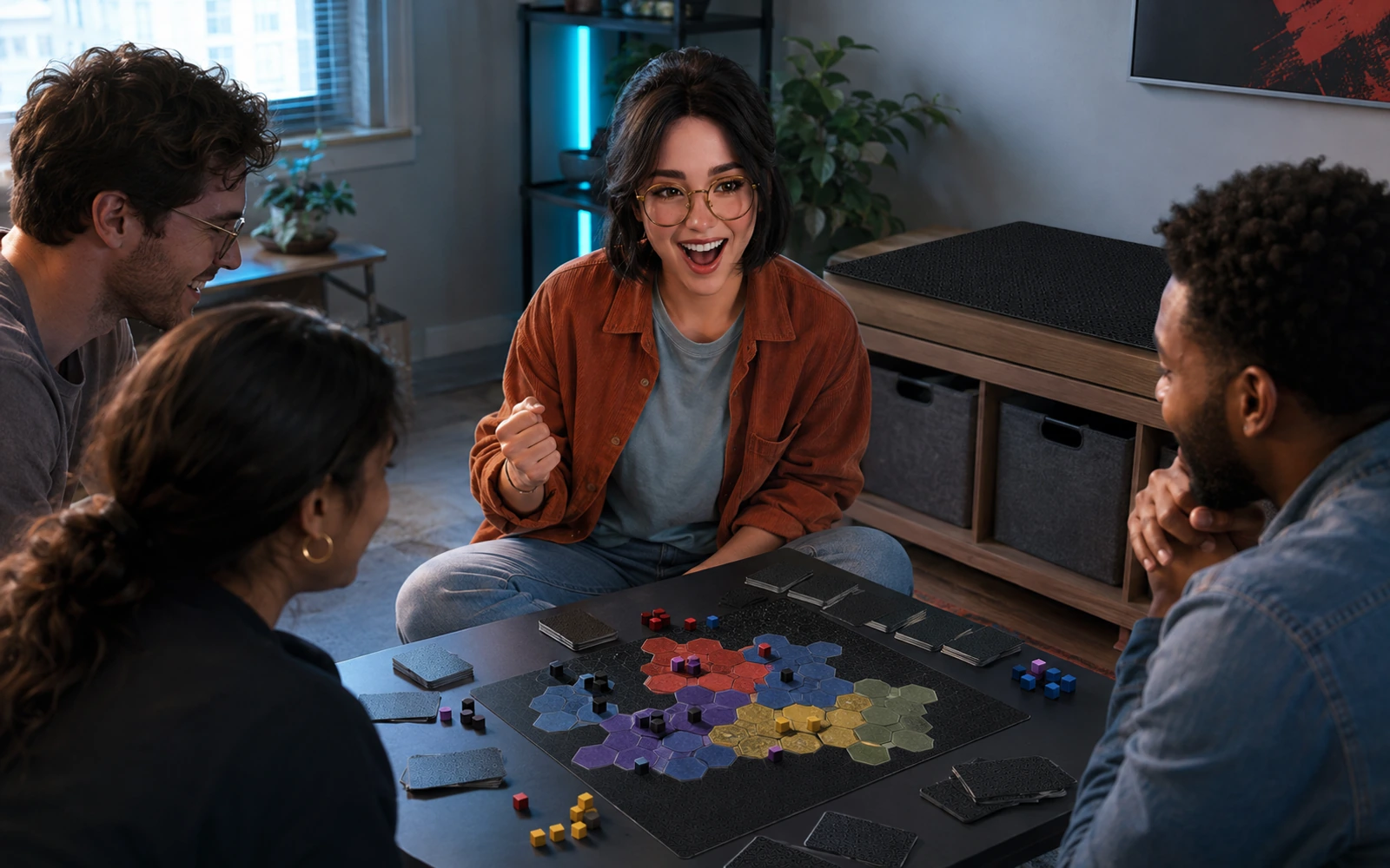 Margo celebrates a clean component sort without overpacking the box.