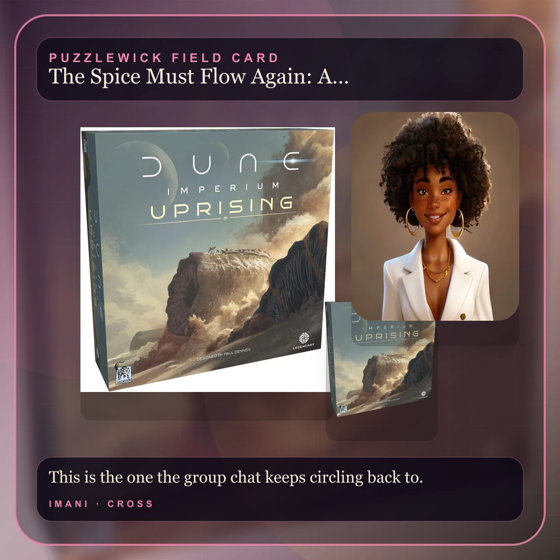 Imani, The Connector