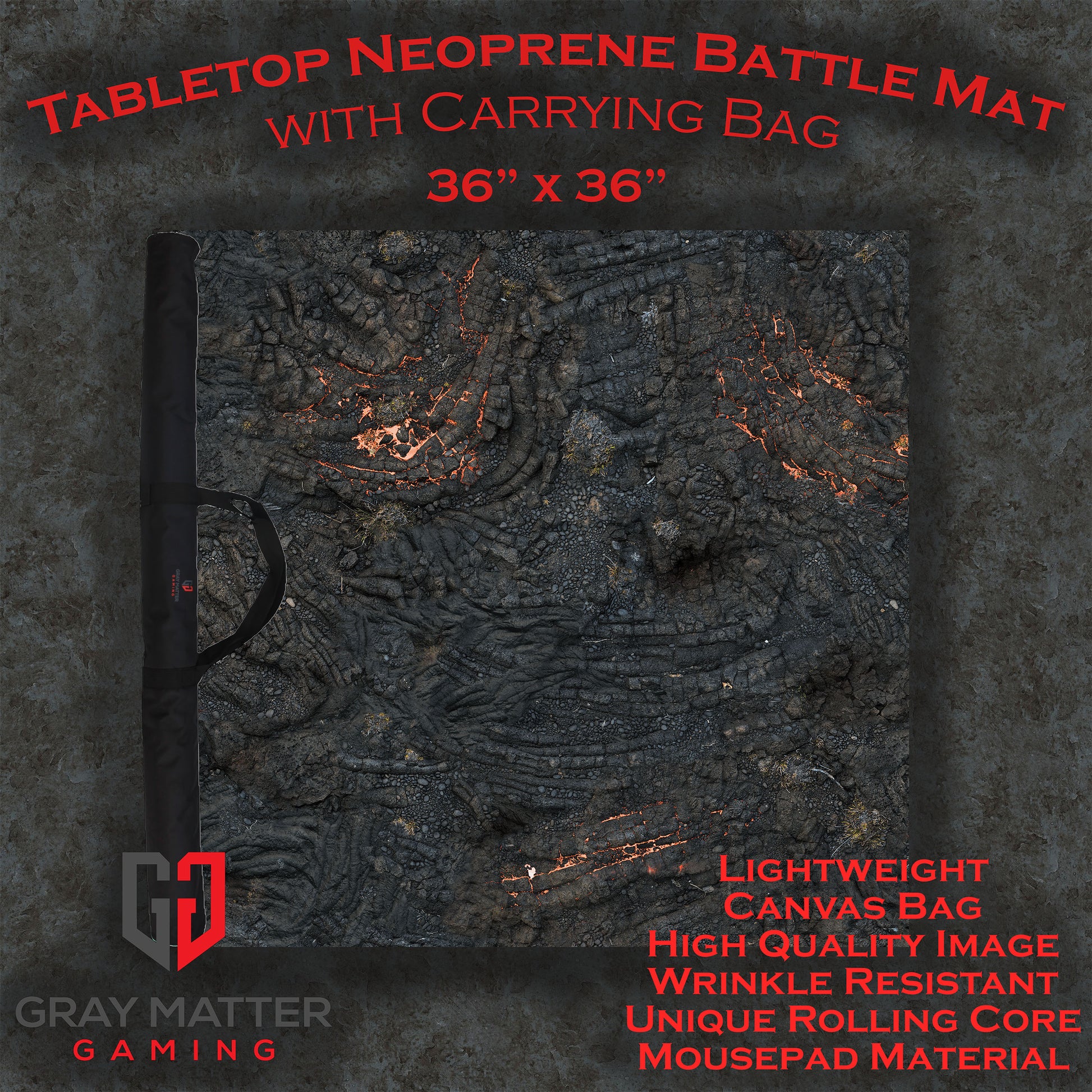 Gray Matter Gaming Neoprene Mat (Field of Battle / Lava Flows)