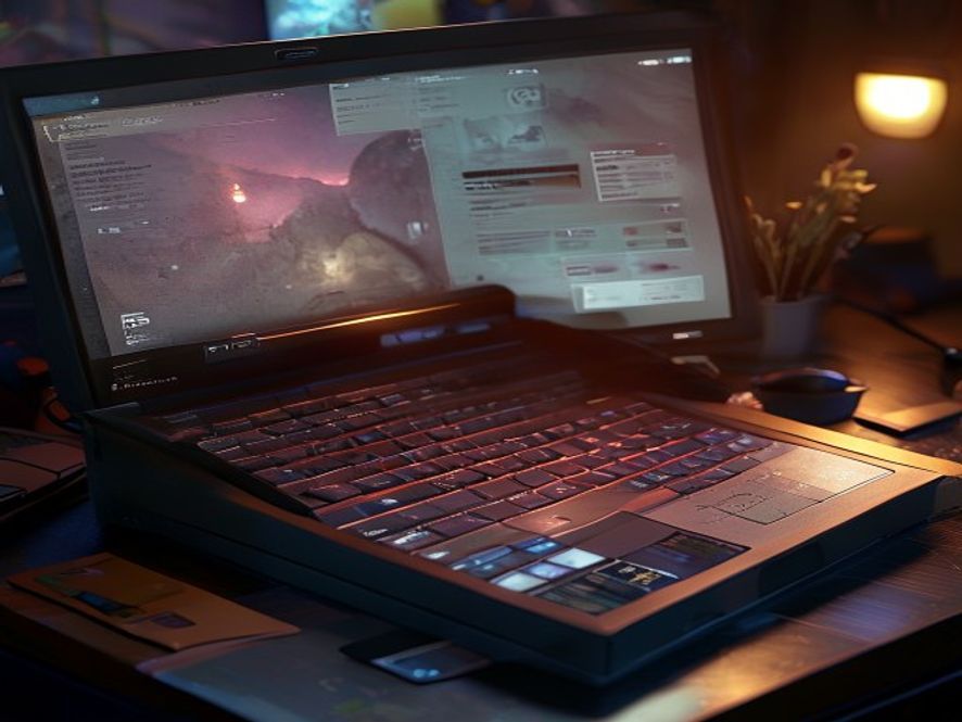 An unopened starter box set beside a laptop showing a free rules webpage