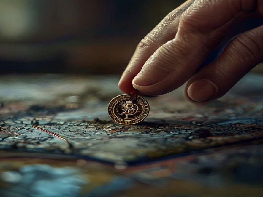 A hand placing a condition token on a miniature on a battle map