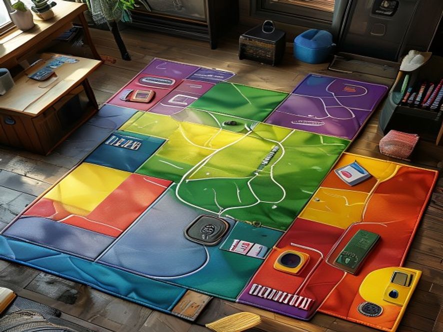 A playmat with clearly labeled zones for hand, arsenal, equipment, and deck.
