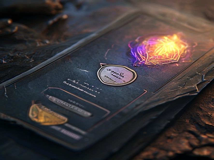 A close-up of a single ability card with a small enhancement sticker applied to one of its actions