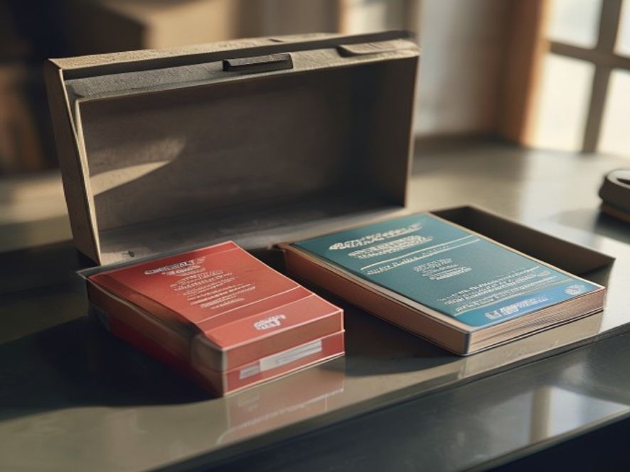 An unopened starter-kit box and two slim ready-to-play decks on a clean tabletop, price tag turned away.