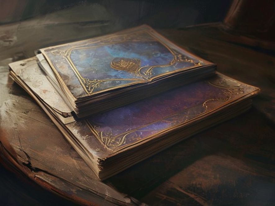 Two spell cards physically stacked, one overlapping the other, mid-resolution on the table.