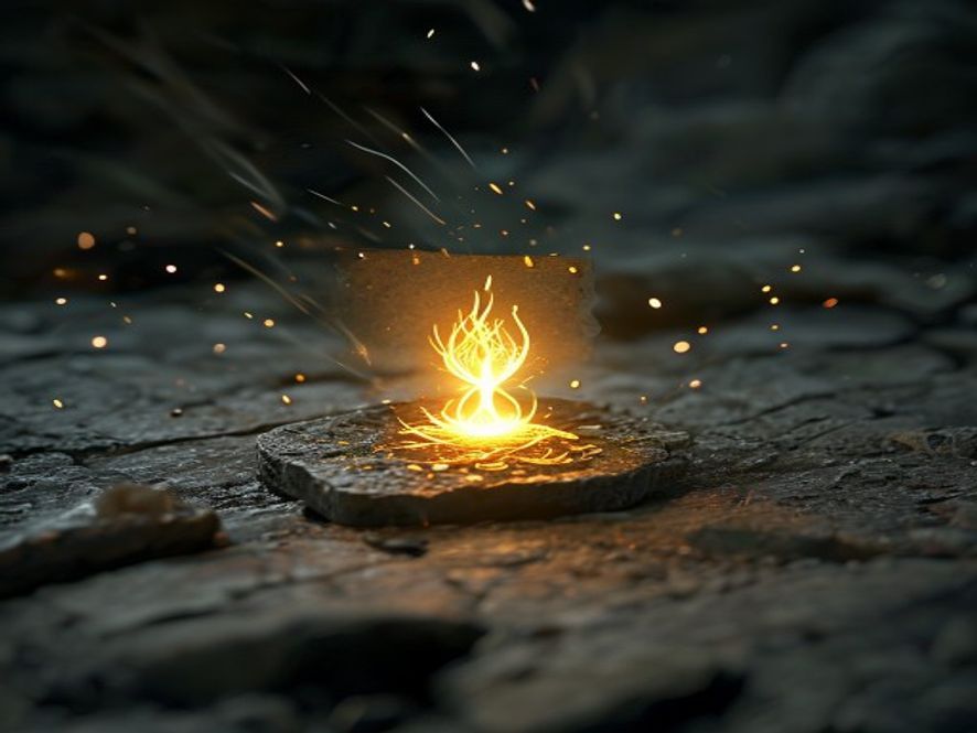 A single removal-spell card poised over a tiny mana-producing creature token.