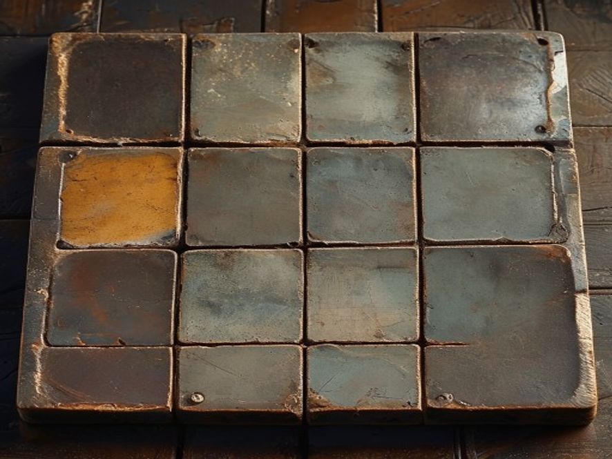 An exposed set of three matching tiles placed face-up on the front of a player's rack.