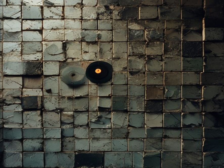 A neat grid of discarded tiles laid out in the center of the table, the record of the hand so far.