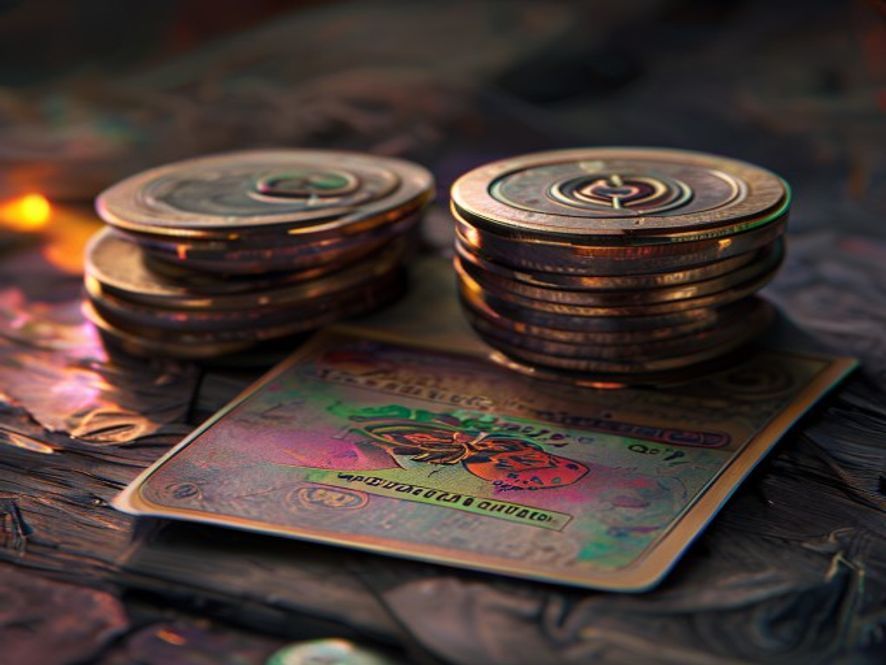 Two resource tokens placed beneath a character card to boost it