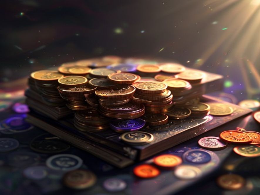 A small pile of point tokens accumulating beside a player's deck area.