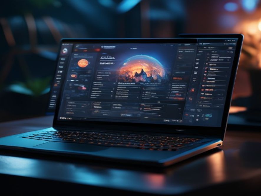 A laptop showing a meta-tracking site with a tier list of top-performing deck archetypes.