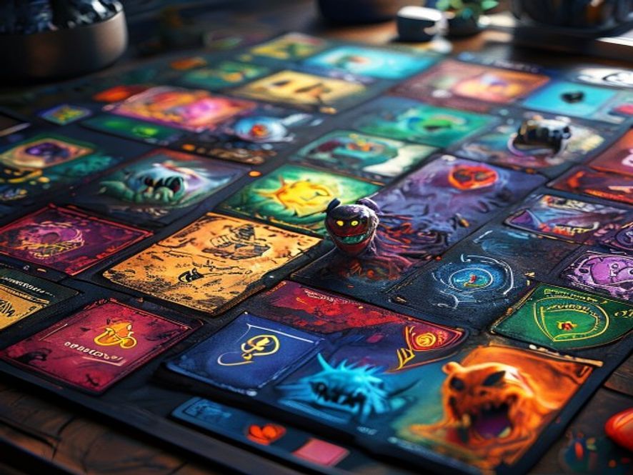 A close-up of a playmat showing the six phase zones and monster, spell, and trap card placements during a turn