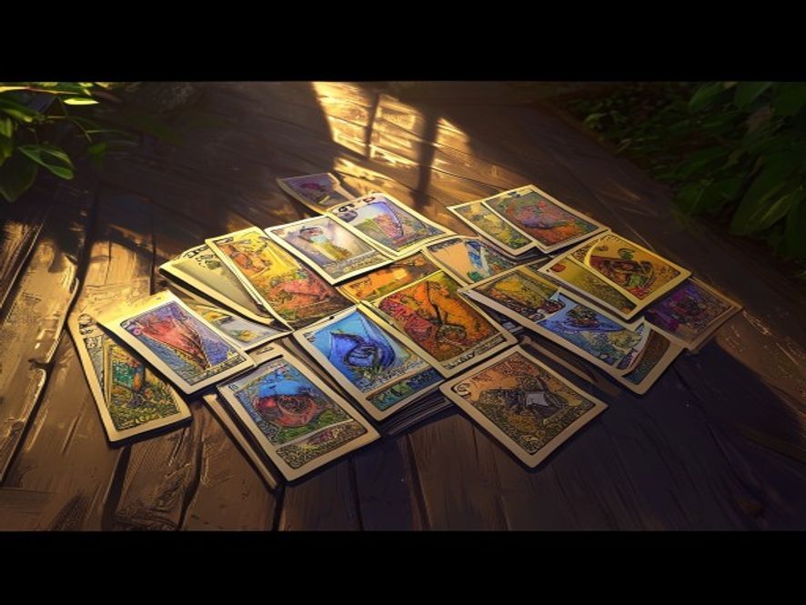 A side deck of fifteen cards laid out beside a main deck, several being swapped between games