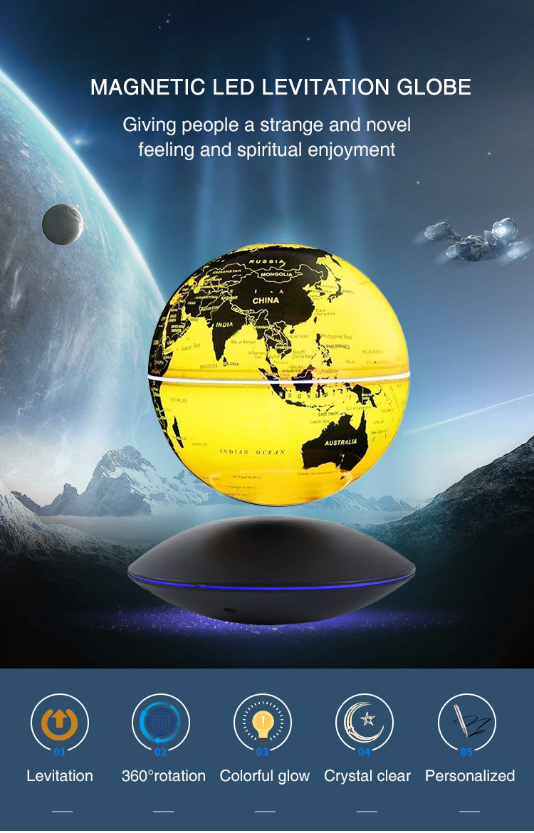 Magnetic levitating globe with LED-lit frame