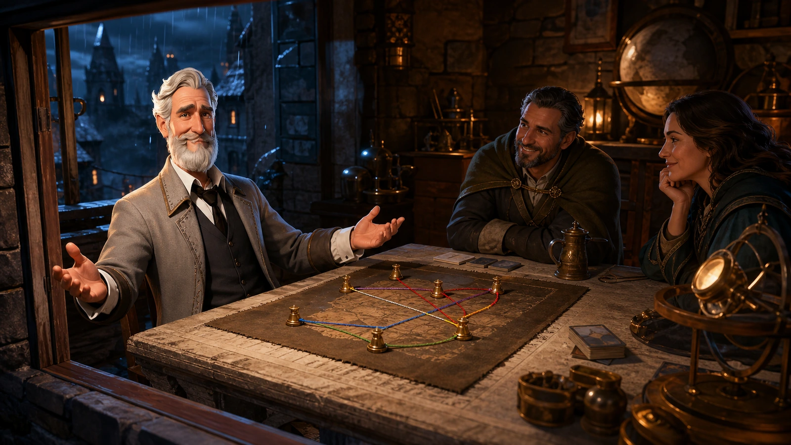 Robert sorting a guided first Magic purchase at a bright home teaching table