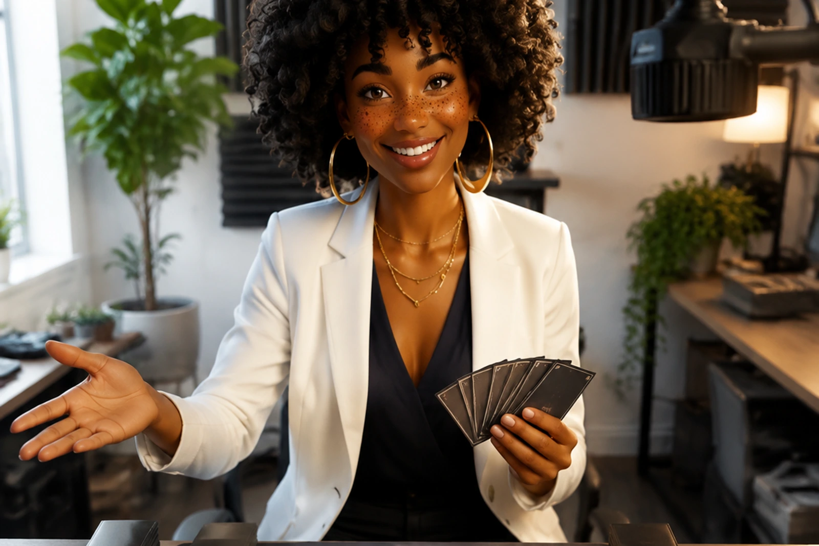 Imani welcomes a first-time Standard player at a bright local-store registration table.