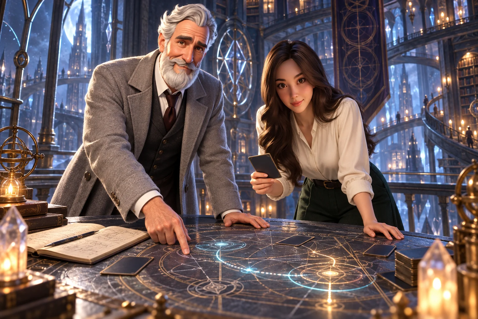Robert and Yumi compare two geometric routes through Hexhaven.