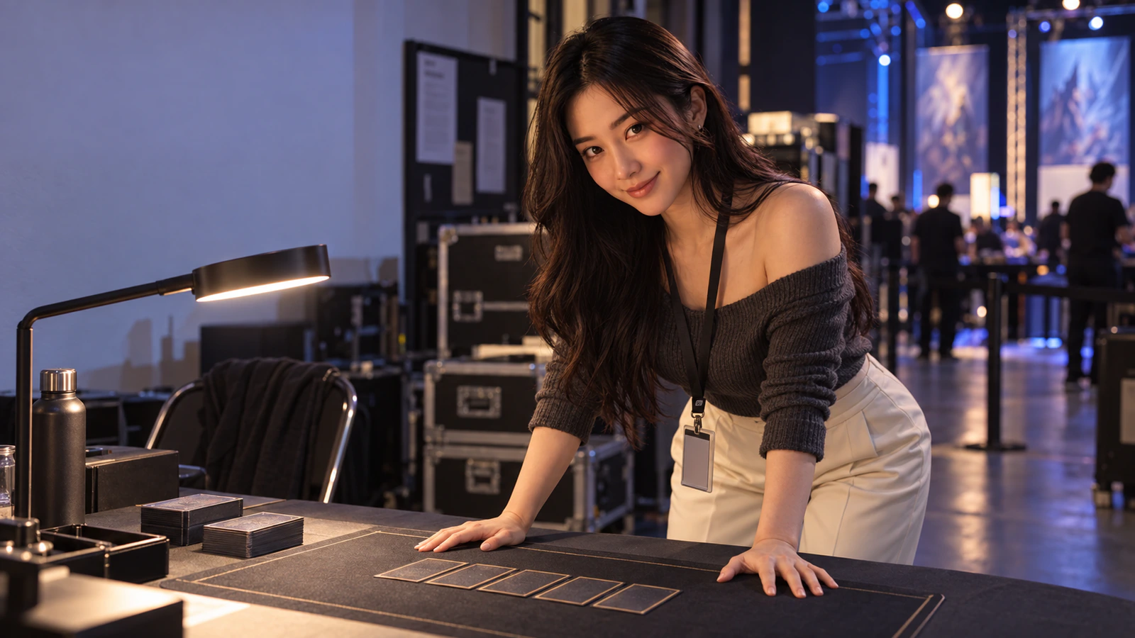 Yumi hosts a four-player draft at an after-hours game store.