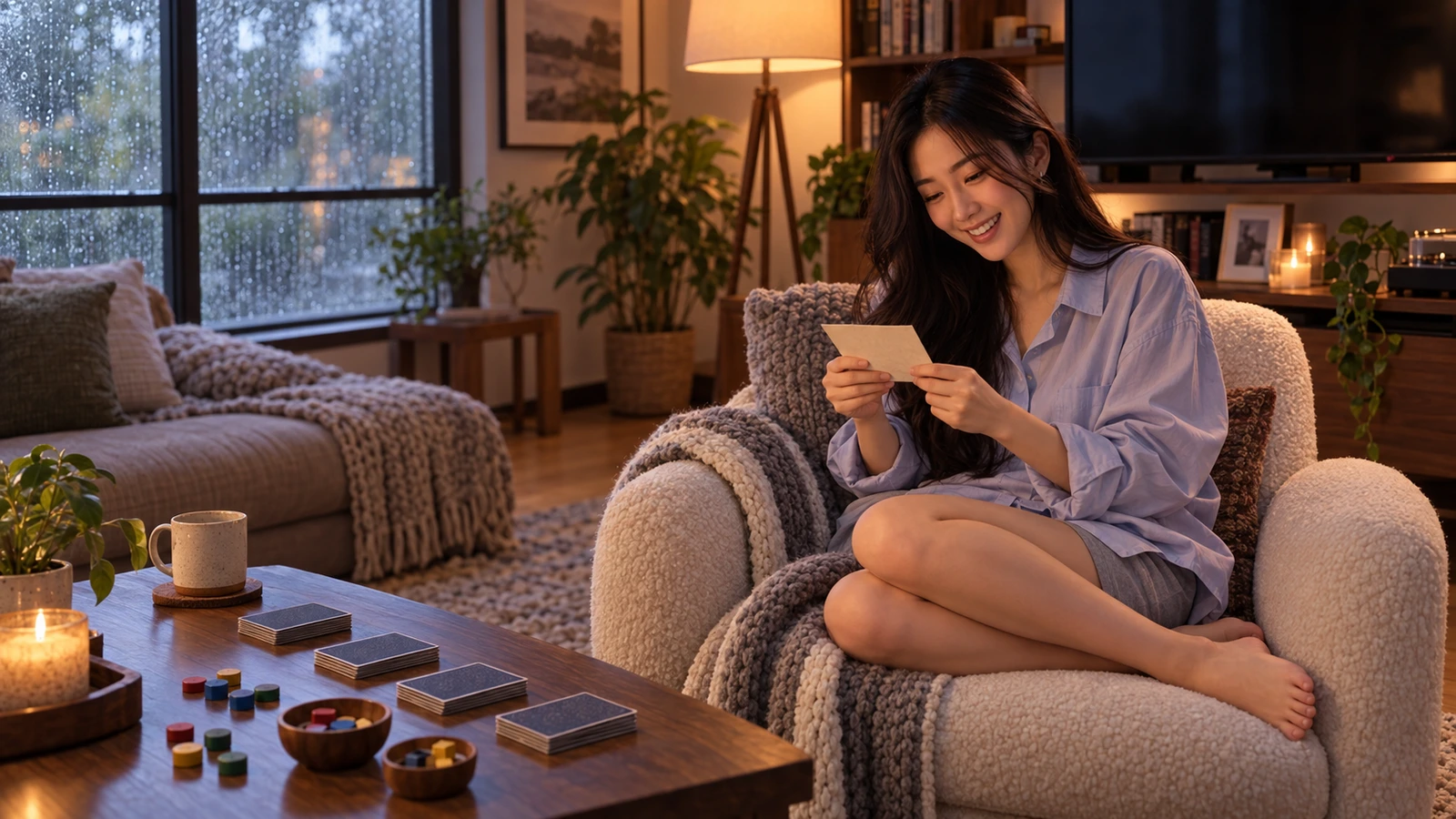 Yumi invites a new player into a warm home media room after the buying decision.