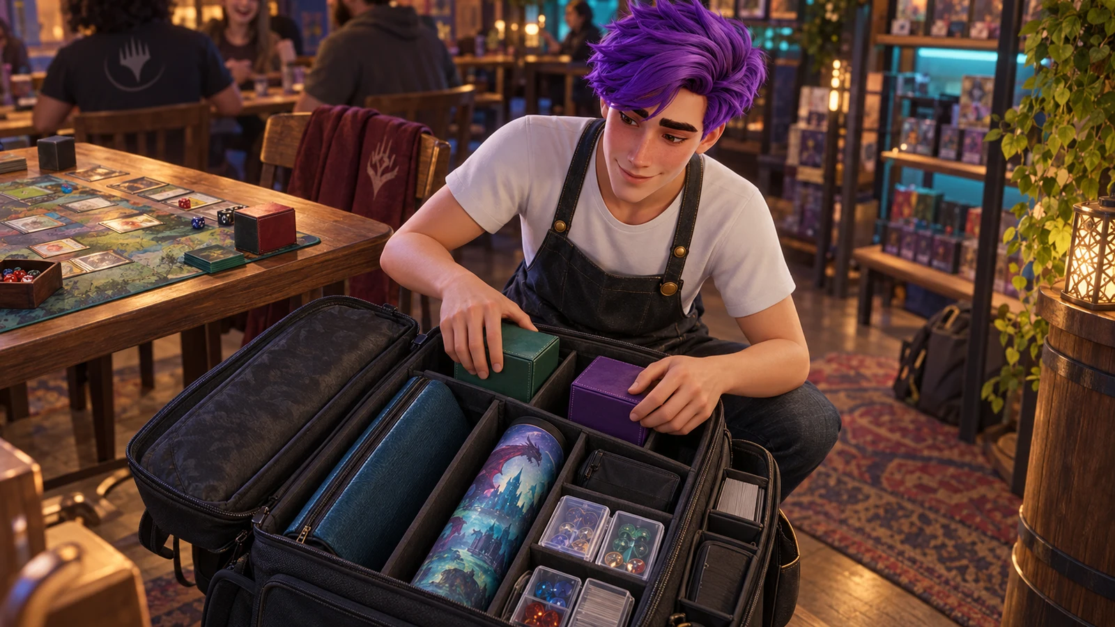 Dax, The Critic — high-angle event pack-down