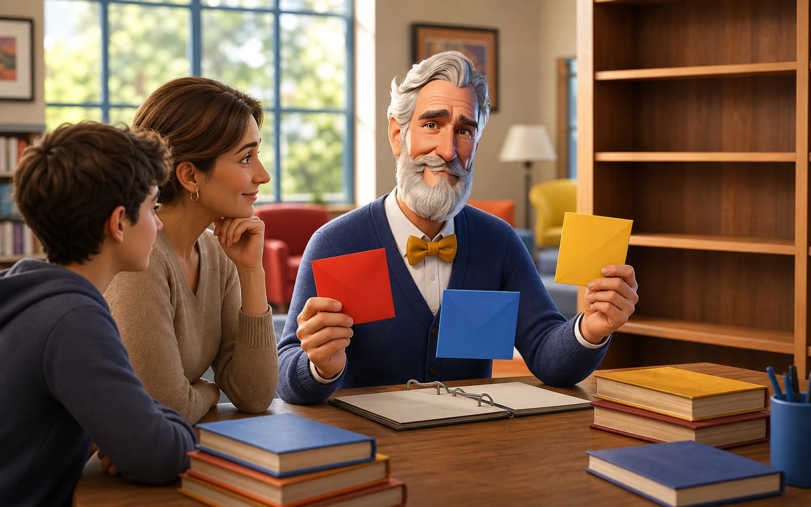 Robert uses three colored region cards to explain the randomized Series 3 contents