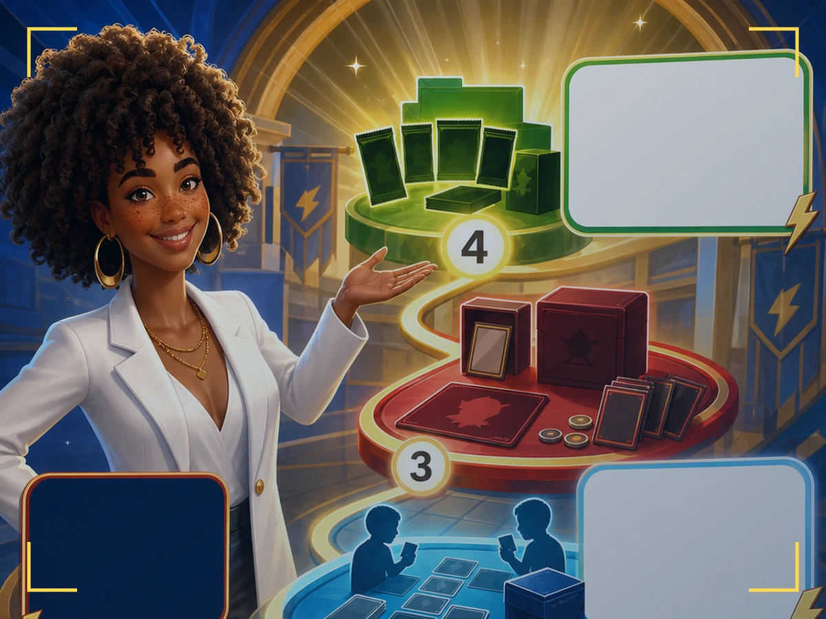 Imani, The Connector — marking a small upgrade list beside the played deck