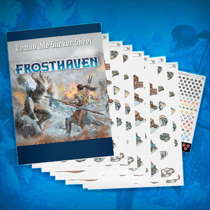 Frosthaven removable sticker set with campaign map labels