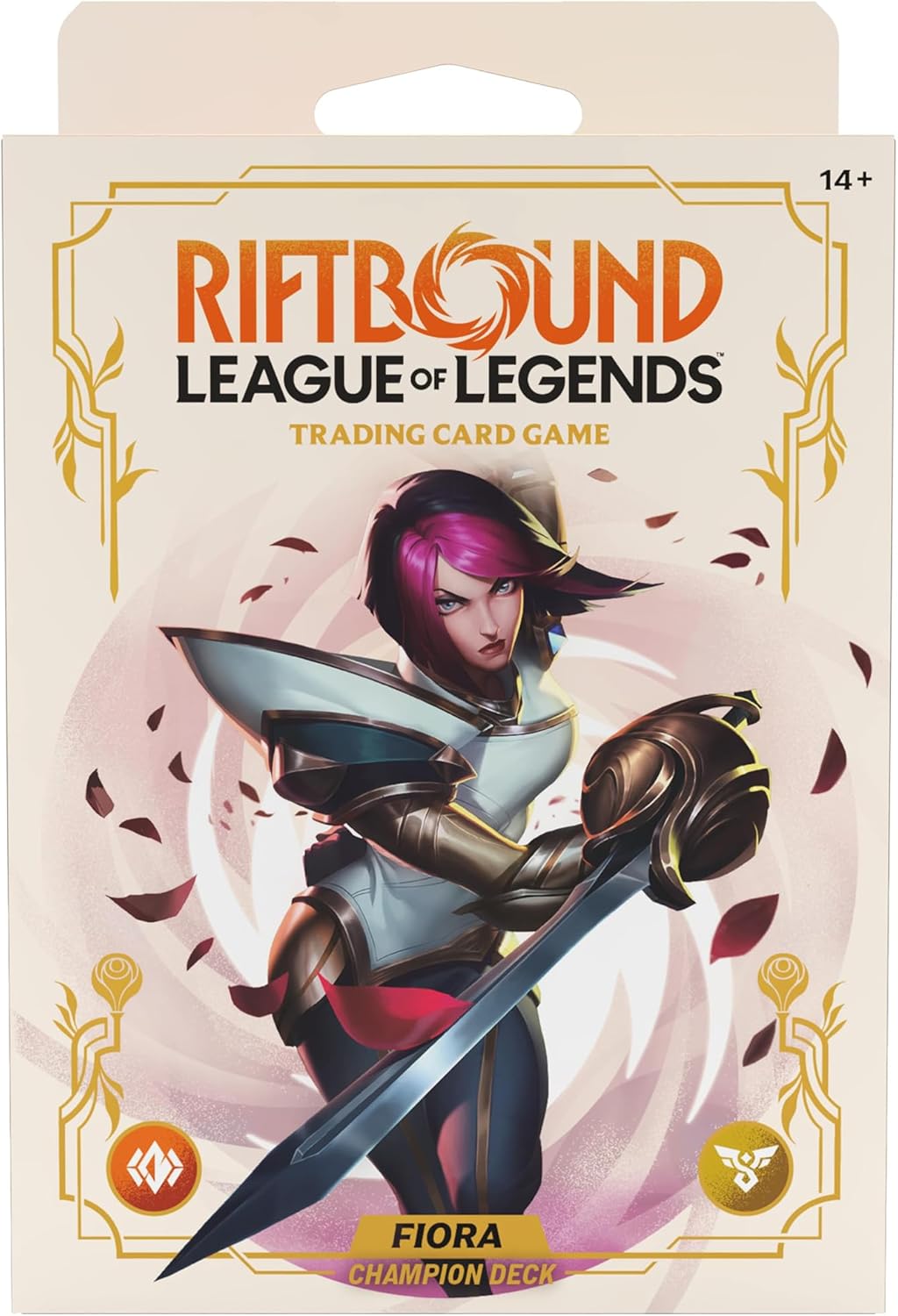 Riftbound Spiritforged Fiora Champion Deck box and cards