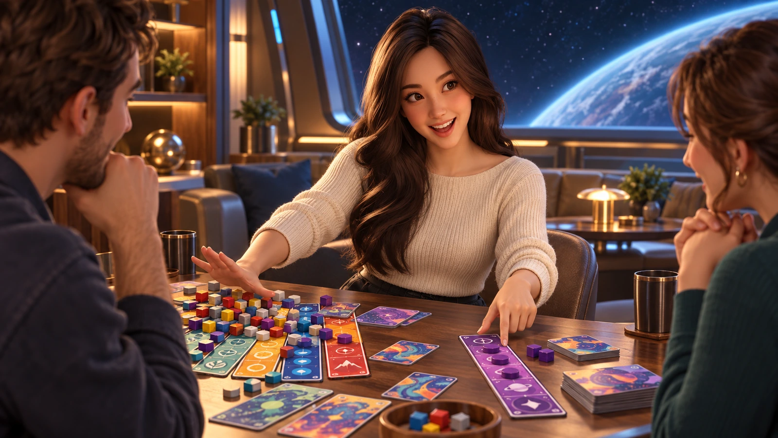 Yumi clears a comic traffic jam of goals and points to one coherent scoring lane.