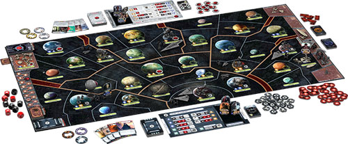 A look at the box contents and component layout for Star Wars: Rebellion.