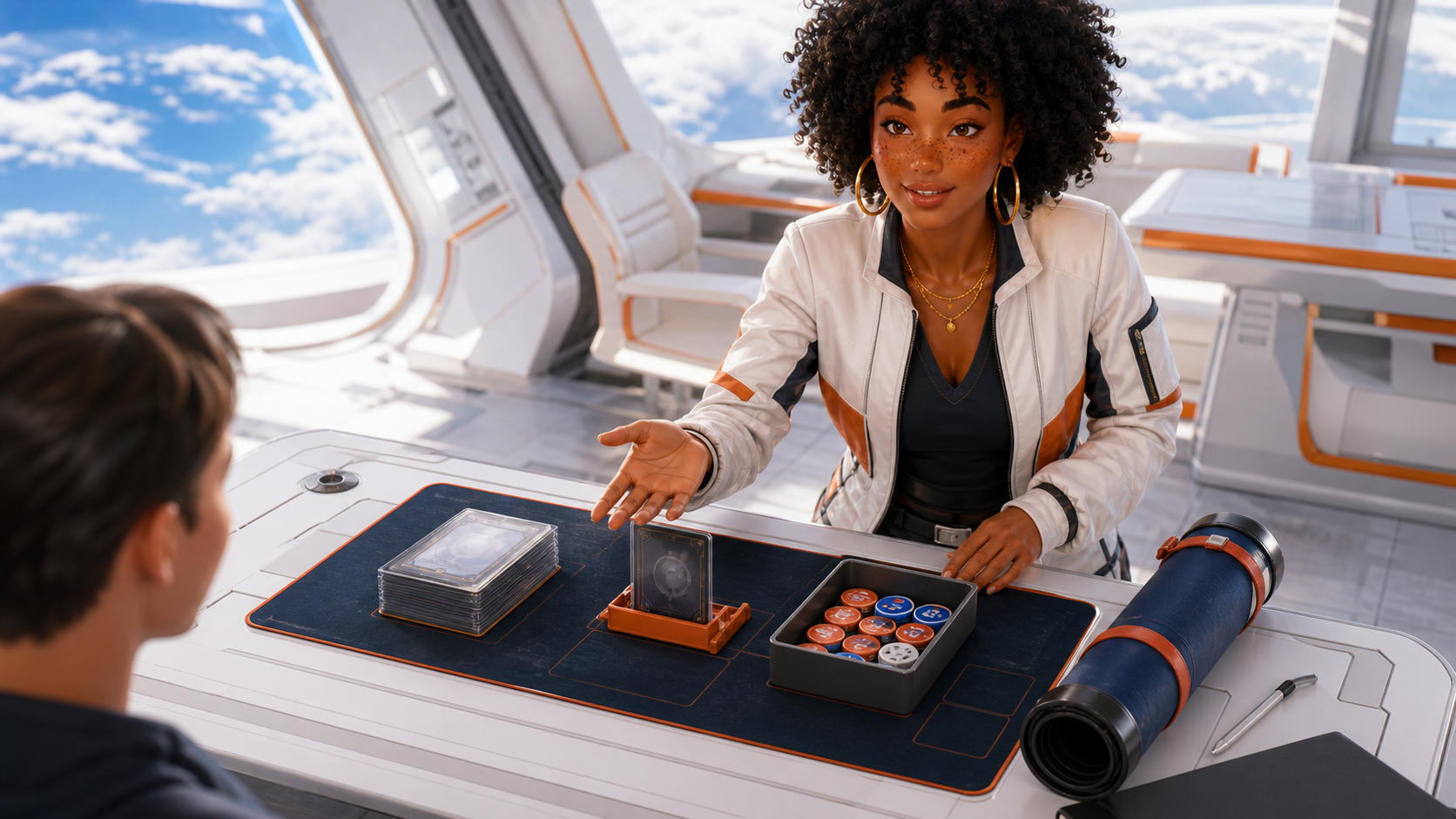 Imani, The Connector — directing a four-zone table deployment from a bright command console