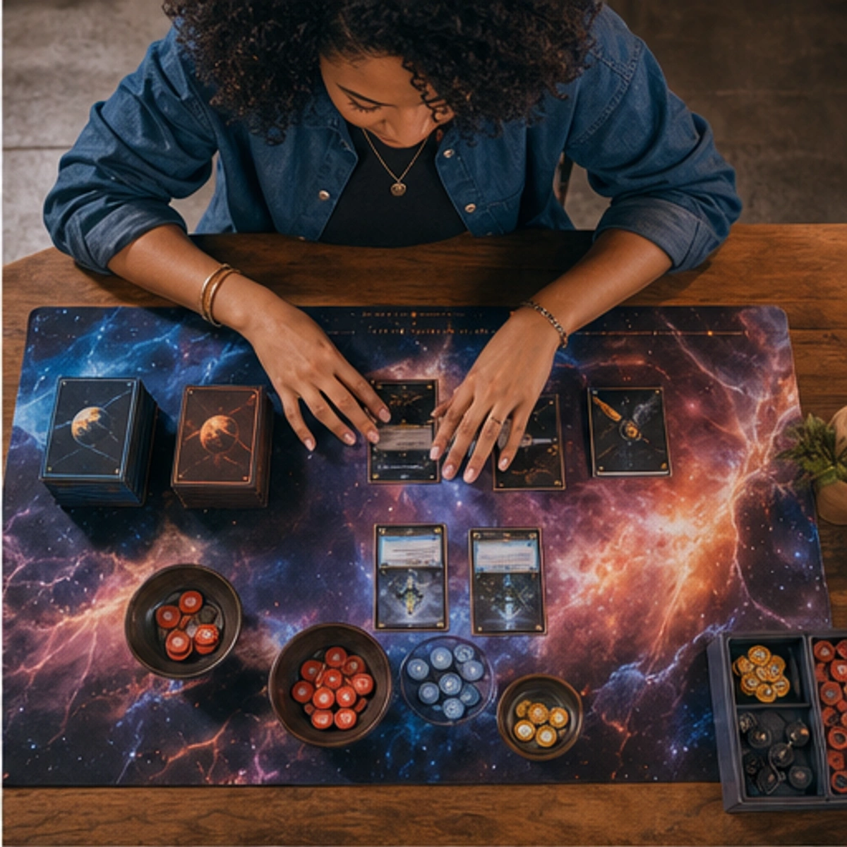 Imani, The Connector — side-by-side table clinic with components in use