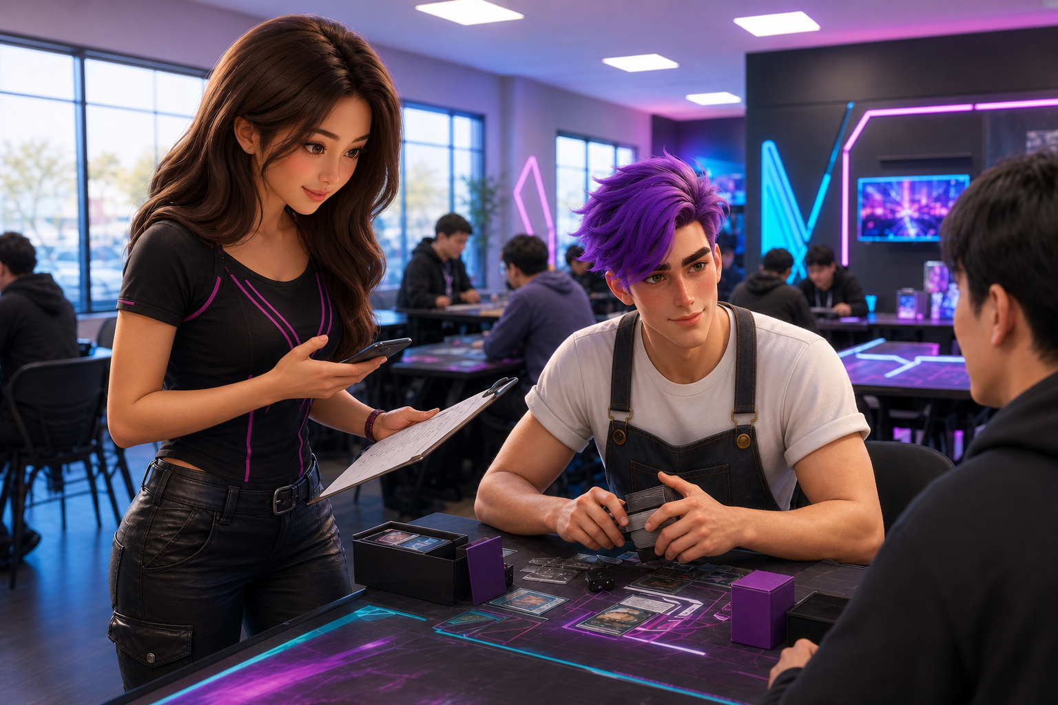 Yumi, The Hostess — Yumi and Dax welcoming a first-time local player
