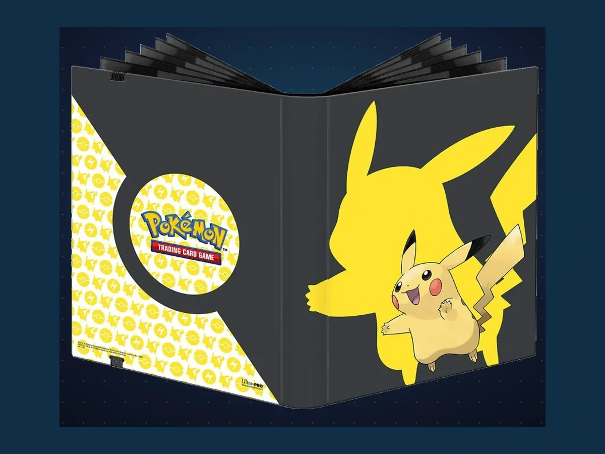 9-Pocket Pokémon Full-View Pro Binder, Pikachu, Holds 360 Cards in Ultra Pro Deck Protector Sleeves, Durable, All Materials Made From Archival-Safe, Acid-Free, non-PVC Material, exact product listing photograph
