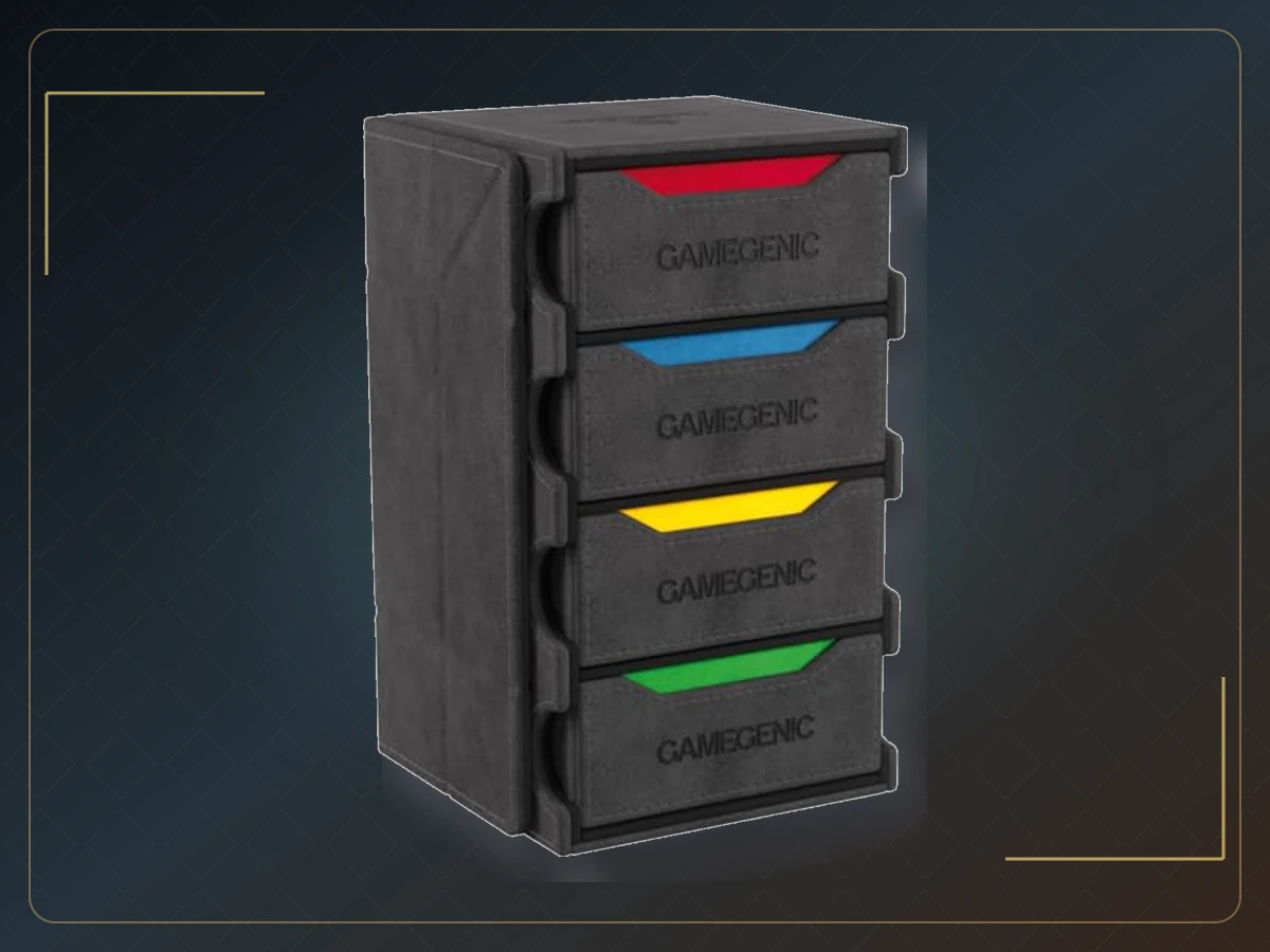 Gamegenic Token’s Lair - Premium All-in-One Token Box with Integrated Dice Tray for Ultimate Gaming Experience, Multifunctional Storage for Game Tokens, Dice and Accessories, Black Color, exact product listing photograph