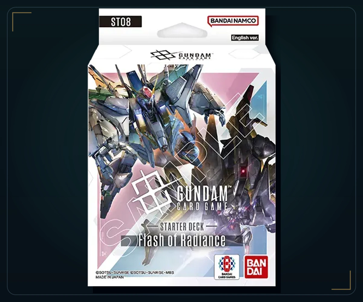 Gundam Card Game ST08 starter deck box with featured cards