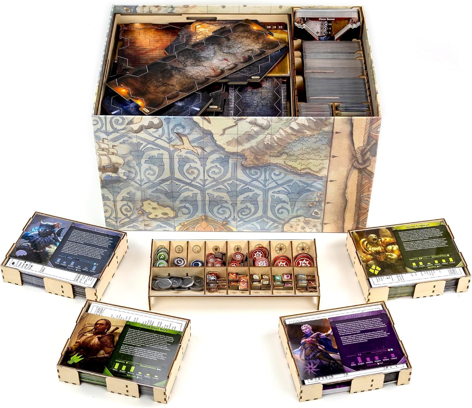 Wooden Organizer for Gloomhaven 2nd Edition. Gloom Tavern Insert, exact product listing photograph