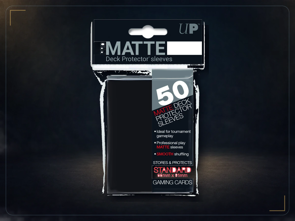 Ultra Pro PRO-Matte Standard Size Deck Protector Sleeves for Magic, Pokemon and Dragon Ball Super - Black (50 ct), exact product listing photograph
