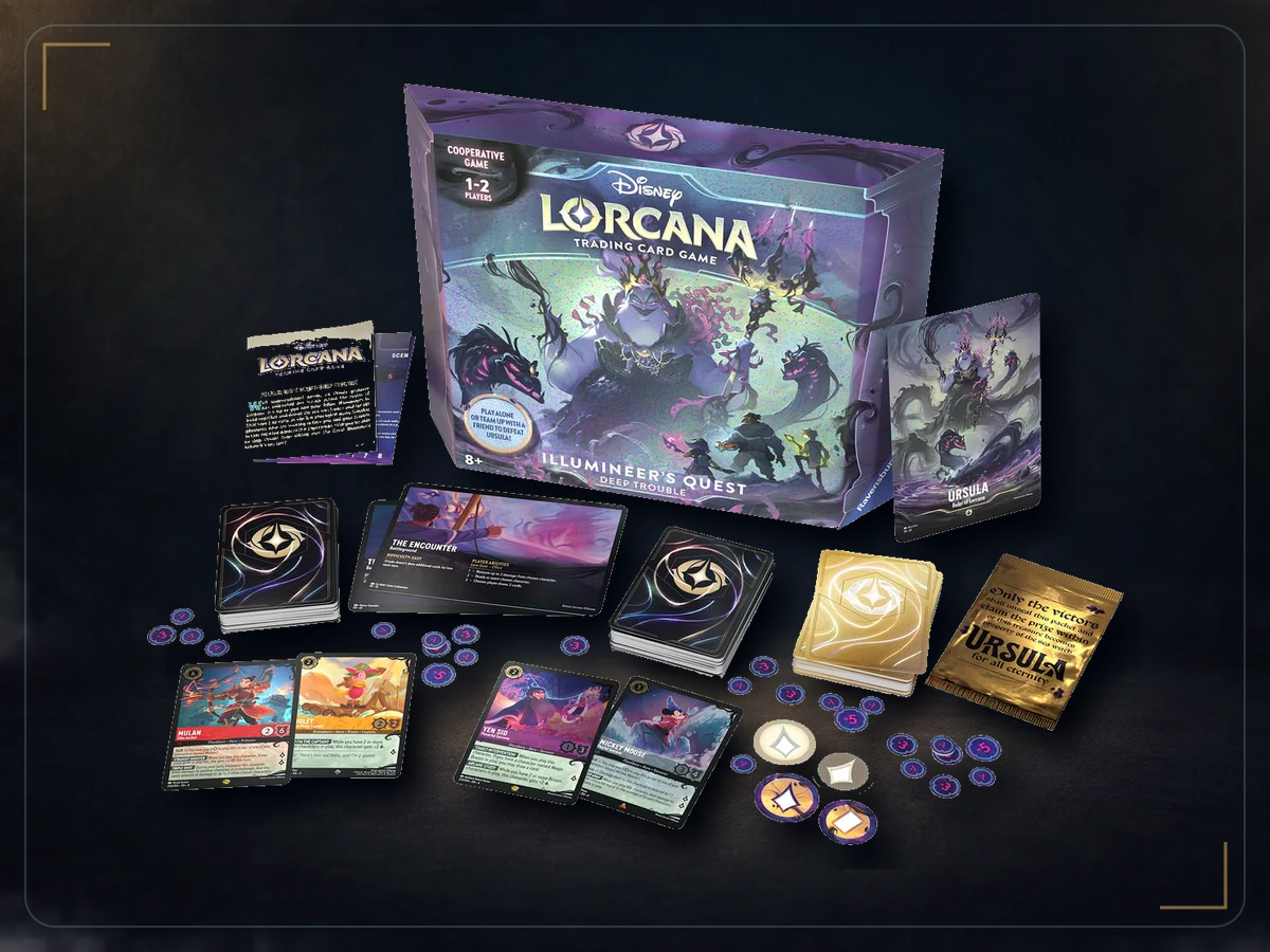 Ravensburger Disney Lorcana TCG: Illumineer's Quest – Deep Trouble, exact product listing photograph