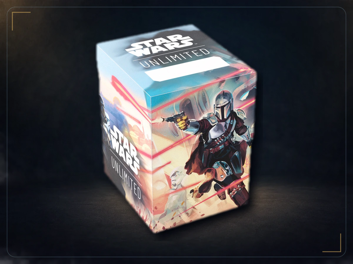 Star Wars Unlimited SOFT CRATE - Full-Color Printed & Officially Licensed Durable Deck Box, Holds 60 Double-Sleeved Cards, Perfect for TCGs and LCGs, Mandalorian/Moff Gideon Design, Made, exact product listing photograph