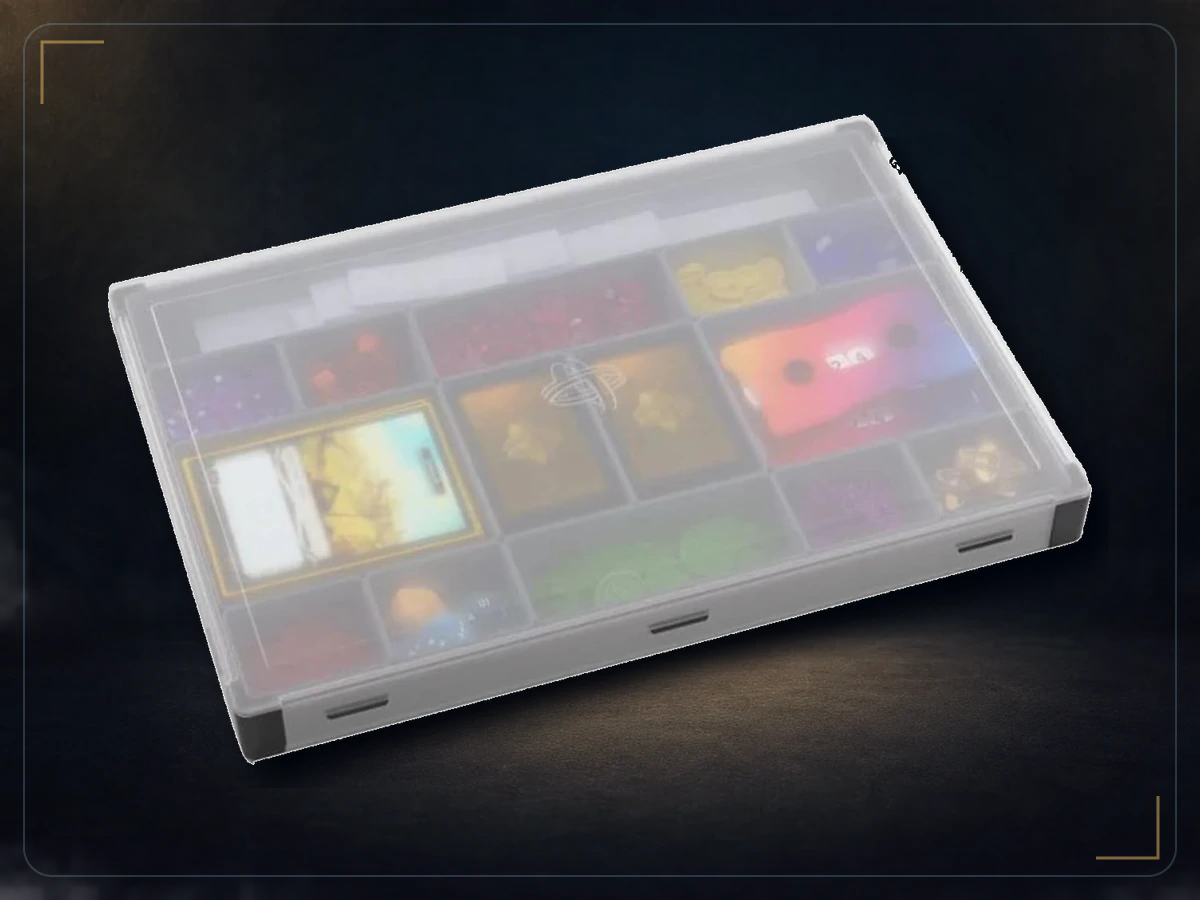 Token Silo XL Convertible - Versatile Storage Solution for Tabletop Gaming Accessories, 15 Removable Trays in 5 Different Sizes, Stackable Token Box, Black Color, Made, exact product listing photograph