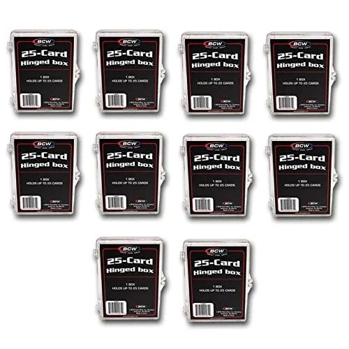 BCW Hinged Trading Card Box – 25 Count - Pack of 10 | Plastic Trading Card Storage Box with Snap Lock | TCG Card Case